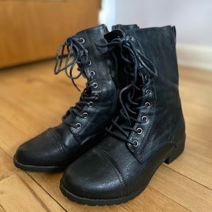 Forever Link Womens Round Toe Military Combat Boots